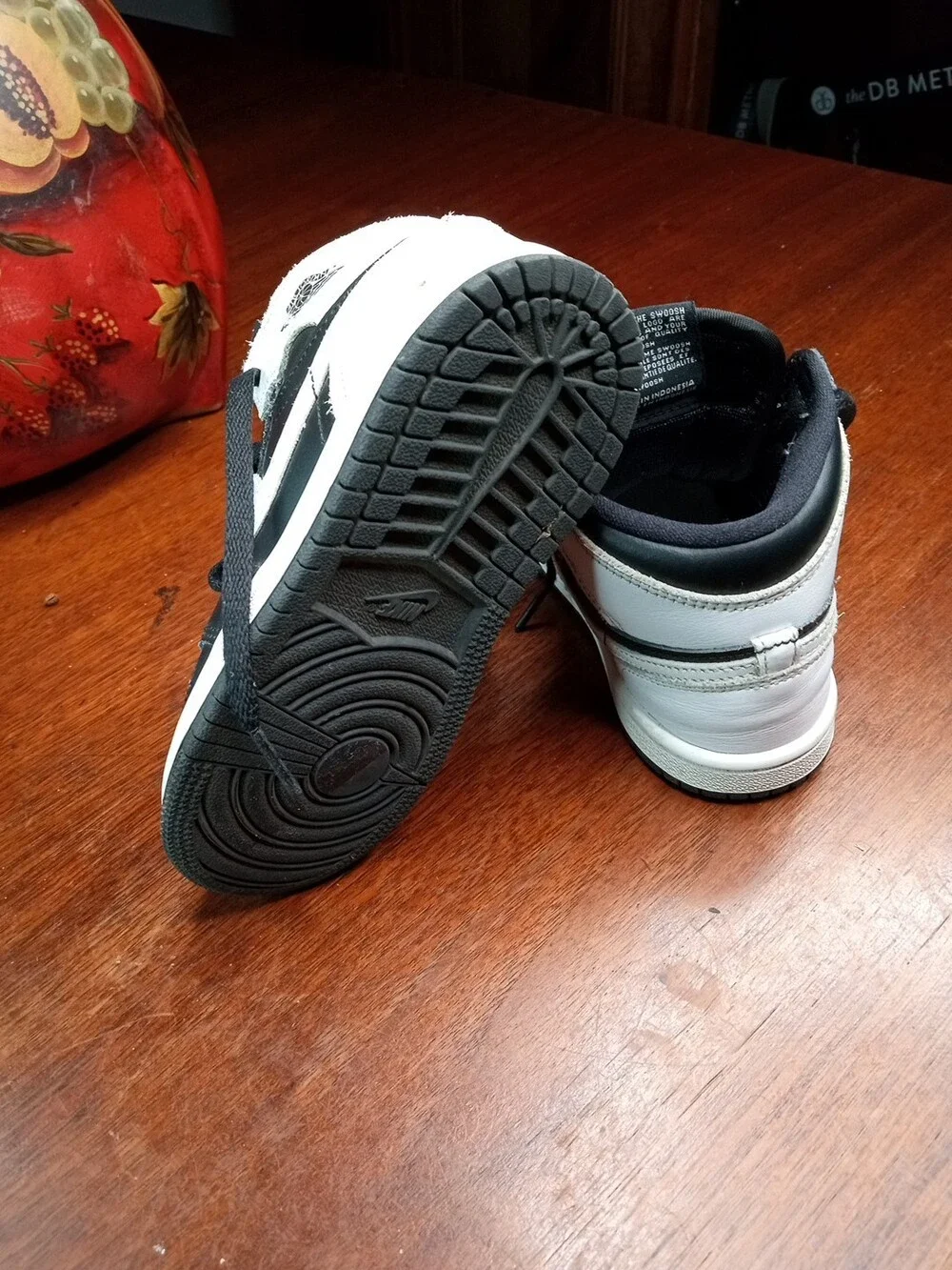 Air Jordan 1 High OG (TD) Kids Size 10C FD1413-010 Black/White Sneakers High Top